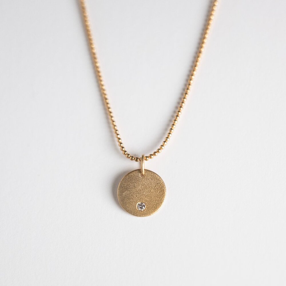 Gold Diamond Coin Necklace